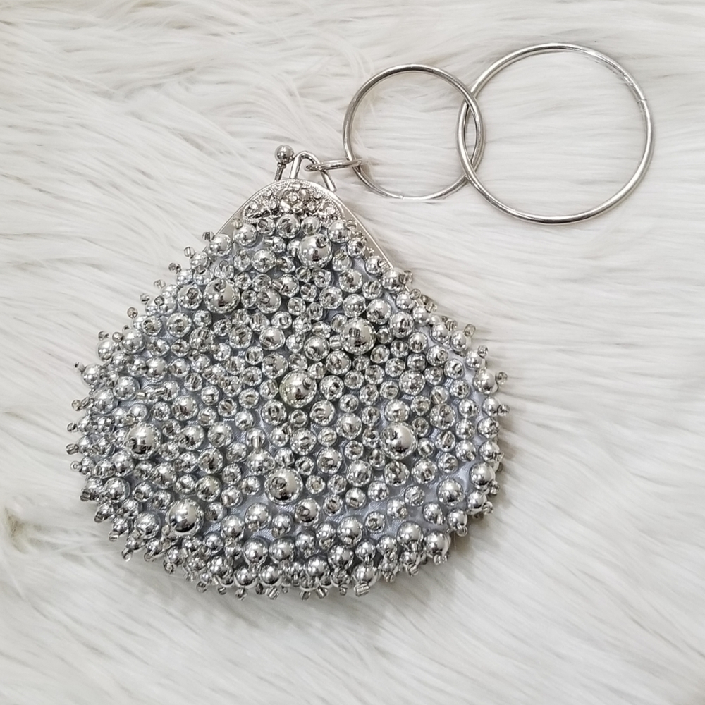 Vintage silver beaded purse - Picture 1 of 5
